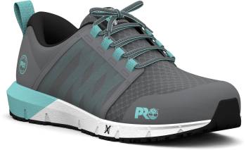 Timberland PRO STMA5YU3 Radius, Women's, Steel Grey/Aruba Blue, Soft Toe, EH, MaxTRAX Slip Resistant, Athletic, Work Shoe